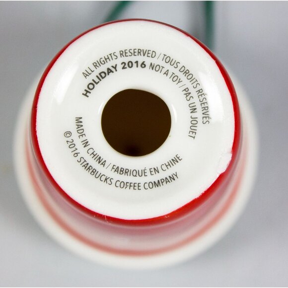 Starbucks 2016 Red Ceramic To Go Cup Christmas Ornament - Picture 4 of 4